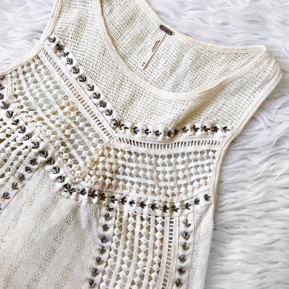 Free People Tops - Free People embroidered bead tank